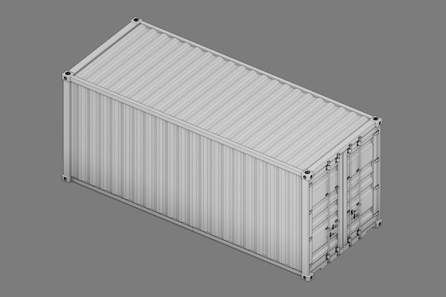 Isometric white import and export cargo box 3d rendering