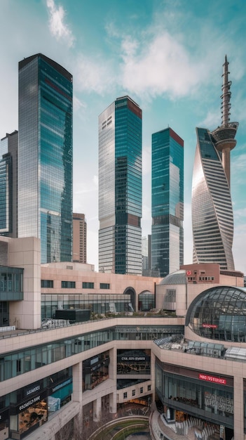 Israel tel aviv financial business district skyline with shopping malls and high tech offices