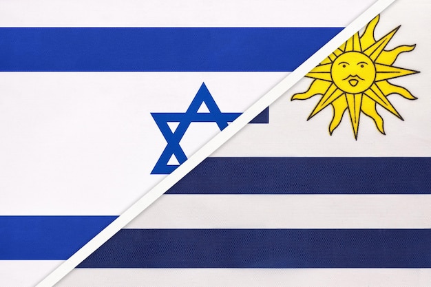 Israel and Uruguay symbol of country Israeli vs Uruguayan national flags