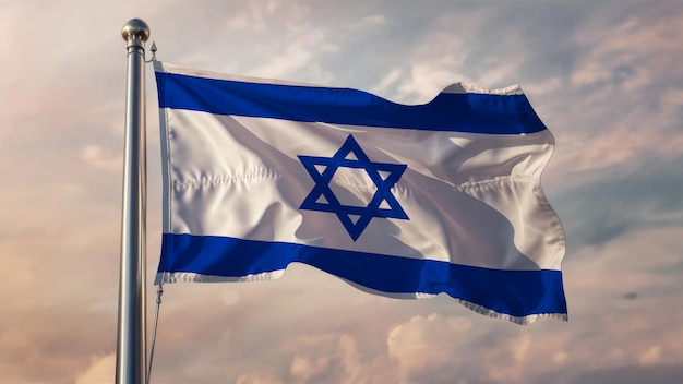 Israel Waving Flag Against a Cloudy Sky