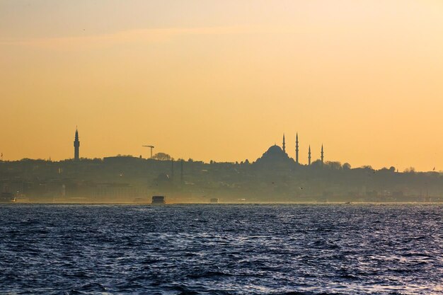 Istanbul beautiful silhouette on the bosphorus