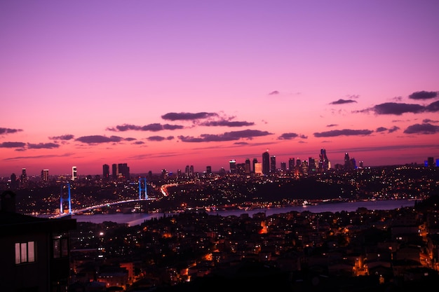 Istanbul Bosporus Bridge on sunset