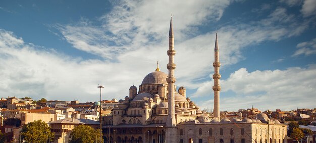 Istanbul view from the sea glittering minarets against a beautiful sunset