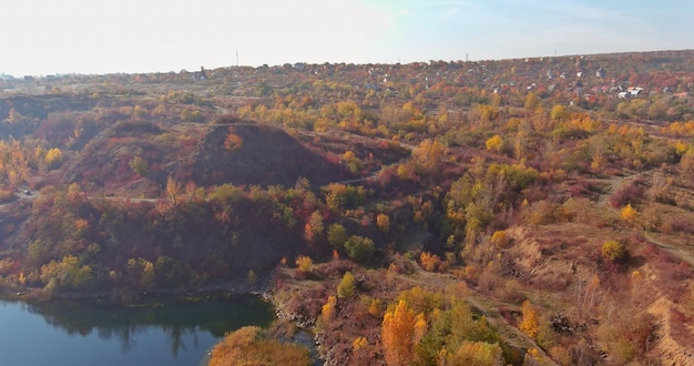 It is a quarry pond formed after mining stone with clear clear turquoise water in lagoon the near sm