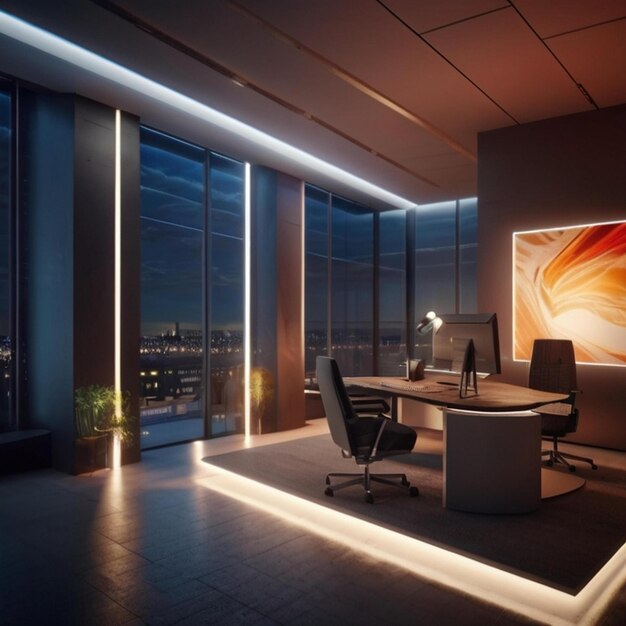 it office interior glow light8kultra HD