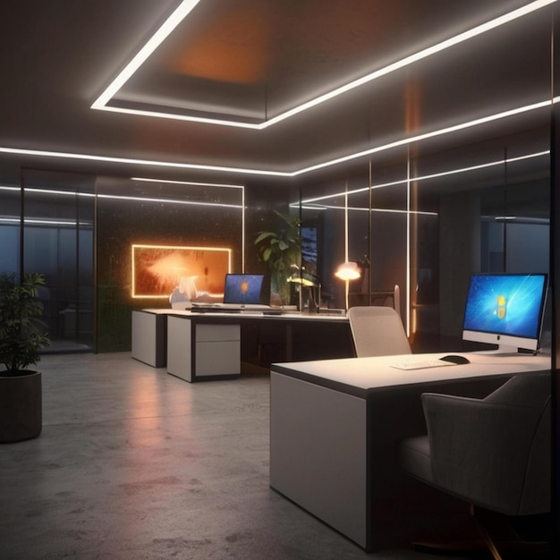 it office interior glow light8kultra HD