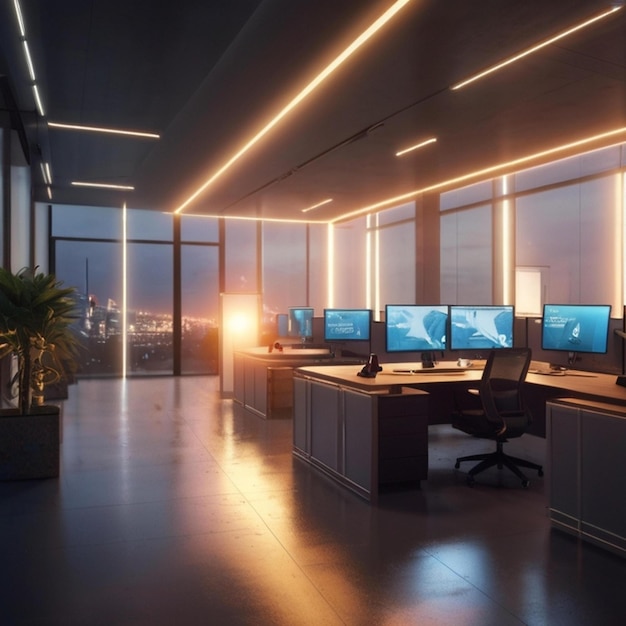 it office interior glow light8kultra HD