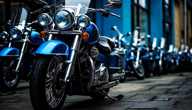 It was a blue motorcycle parked in a narrow alley