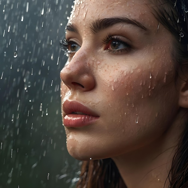 It was a rainy day and a wonderful picture of women generated by artificial intelligence