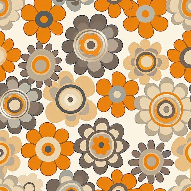 Photo it39s a wonderful modern old style 1950s 1970s retro floral seamless pattern stock illustration