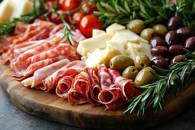 Italian Antipasto Platter with Prosciutto and Olives