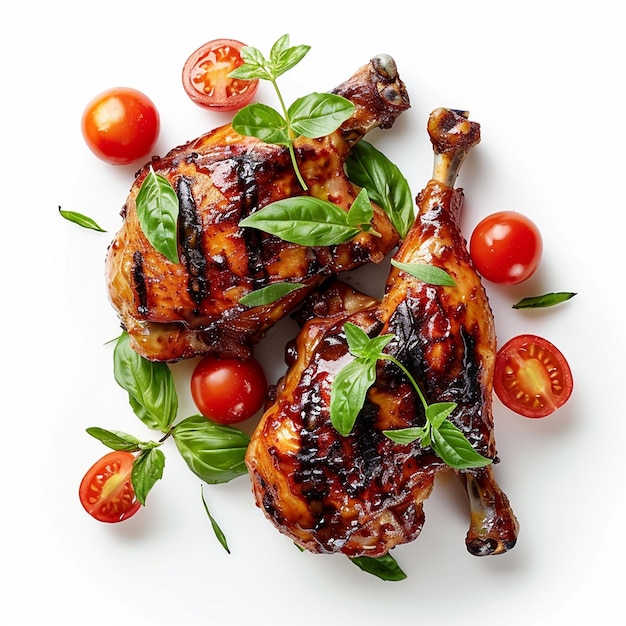 Italian BBQ Chicken Isolated on White Background