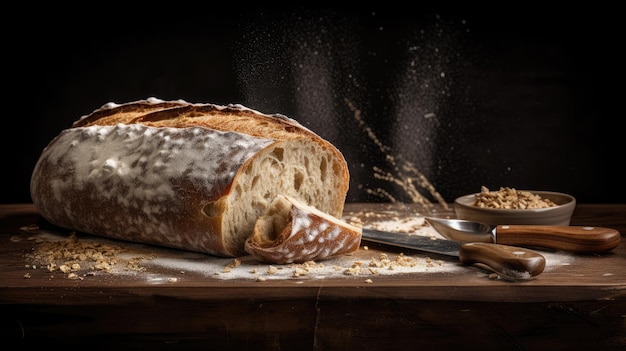 Italian breads on a rustic table for breakfast and afternoon snack