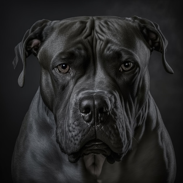 Italian cane corso dog studio portrait in ravishing realistic closeup