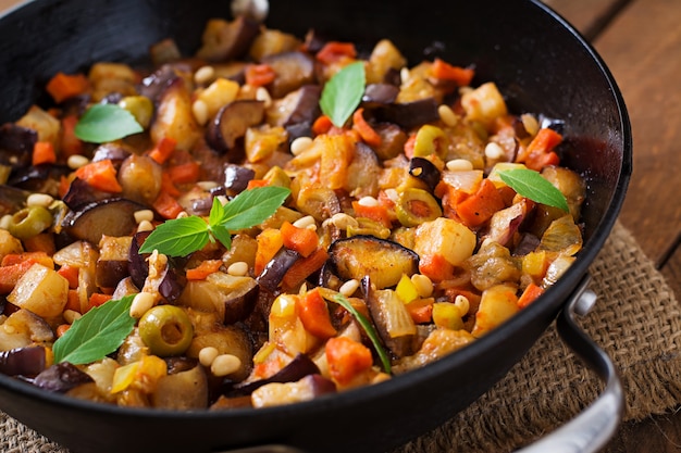 Italian Caponata with frying pan