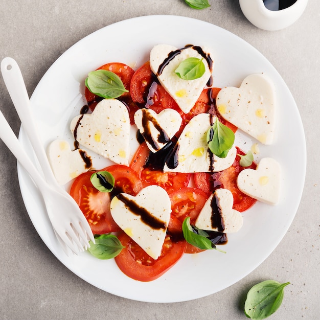 Italian caprese salad for valentine's day