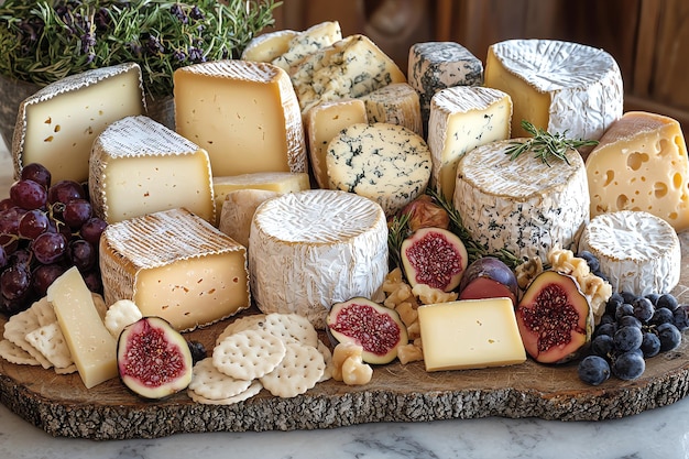 Photo italian cheese board with assorted cheeses