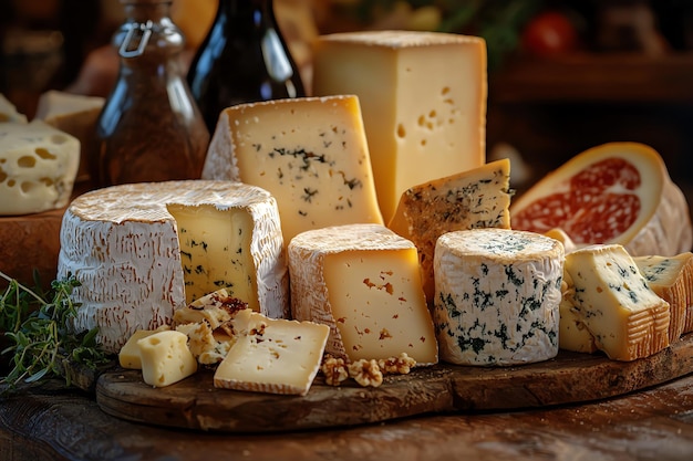 Italian Cheese Board with a Variety of Cheeses