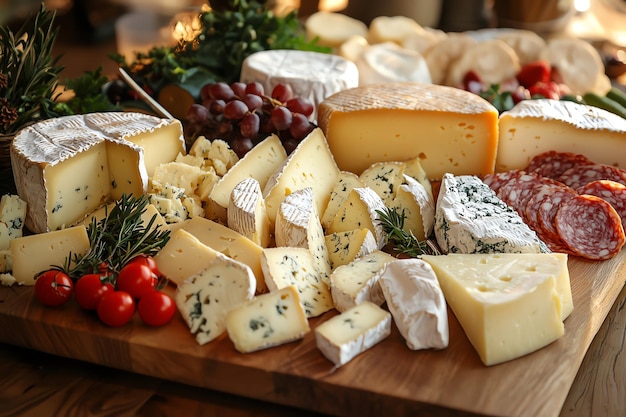 Italian Cheese Board with a Variety of Cheeses