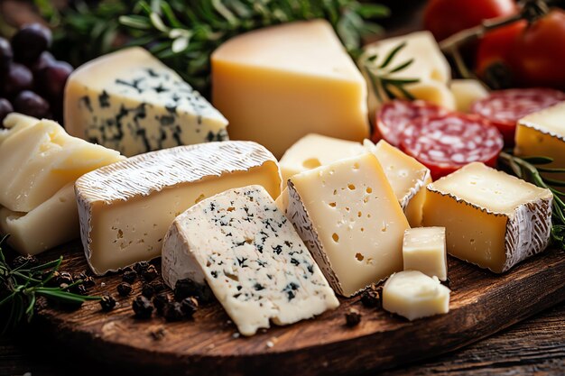 Italian Cheese Platter with Closeup Focus