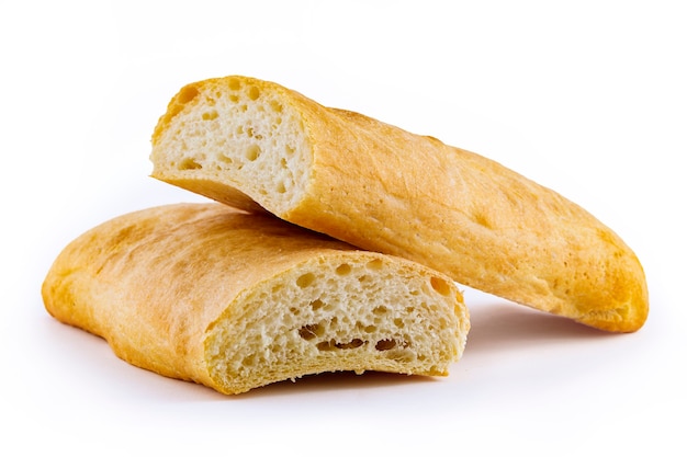 Italian ciabatta bread isolated on white