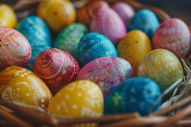 Italian Easter Basket Colorful Egg Celebration