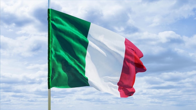 Italian flag against the sky. 3D rendering.