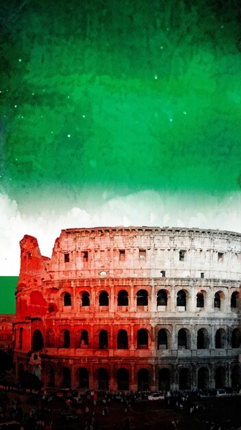 Photo italian flag emblem in watercolor style