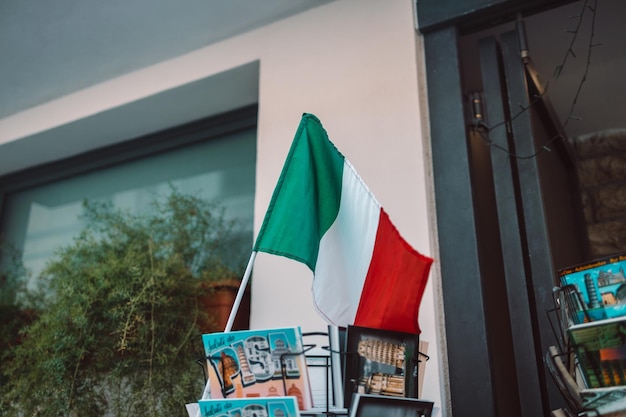 Italian flag for sale in a tourist store