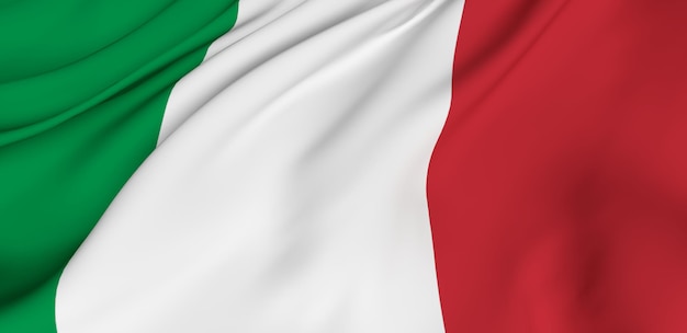 italian flag in the wind  3D rendering