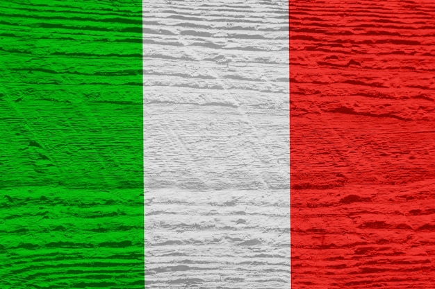 Italian flag with wooden texture