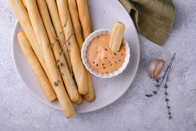 Italian grissini traditional appetizer breadstick