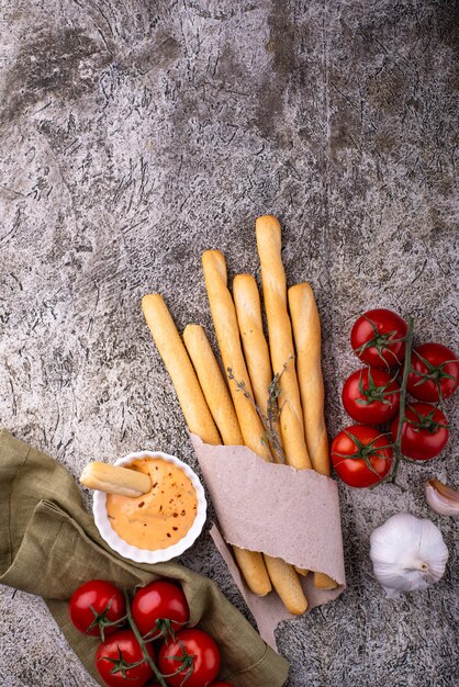 Photo italian grissini traditional appetizer breadstick