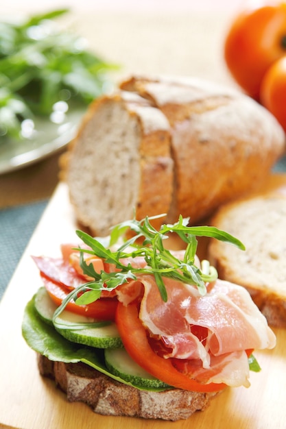 Italian ham or Prosciutto with Rocket  Multigrain Sandwich