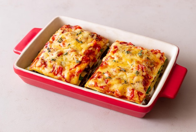 Italian lasagna with meat cheese and vegetables Italian food