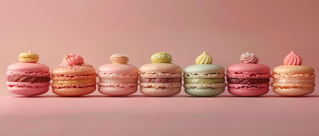 Photo italian macarons with various toppings poster