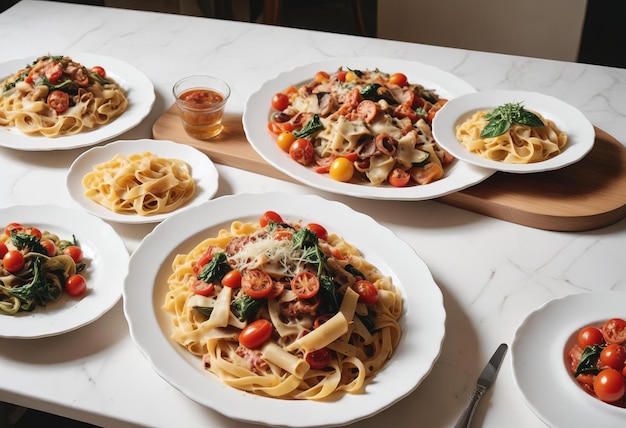 Photo italian meals on plates mediterranean dishes