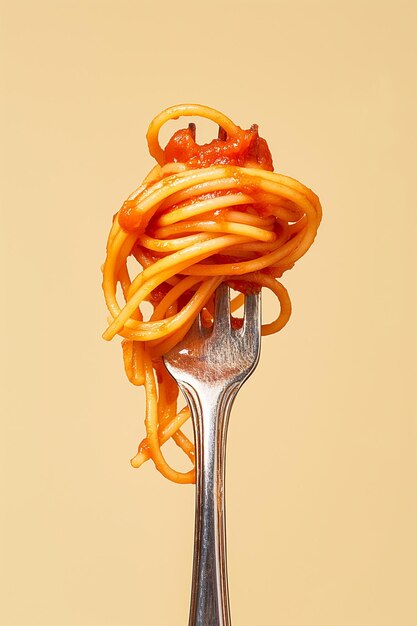 Photo italian pasta on fork tasty pasta with tomato sauce closeup fork lifting spaghetti with tomato sauce