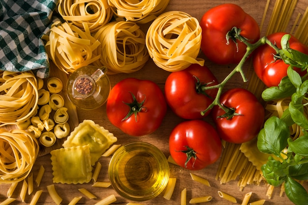 Italian pasta and ingredients