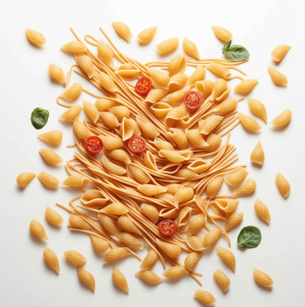 Italian pasta on white background