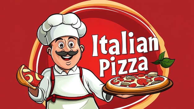 Photo italian pizza restaurant logo image poster