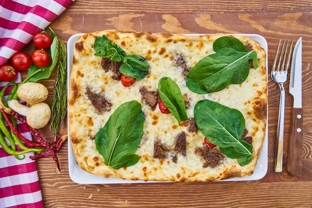 Italian Pizza with Colorful Vegetables