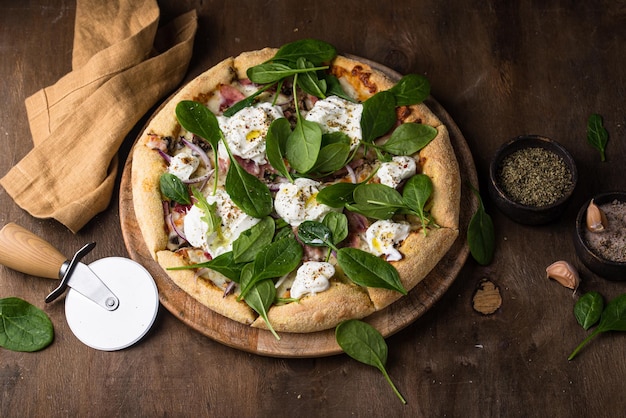 Italian pizza with soft cheese mozzarella