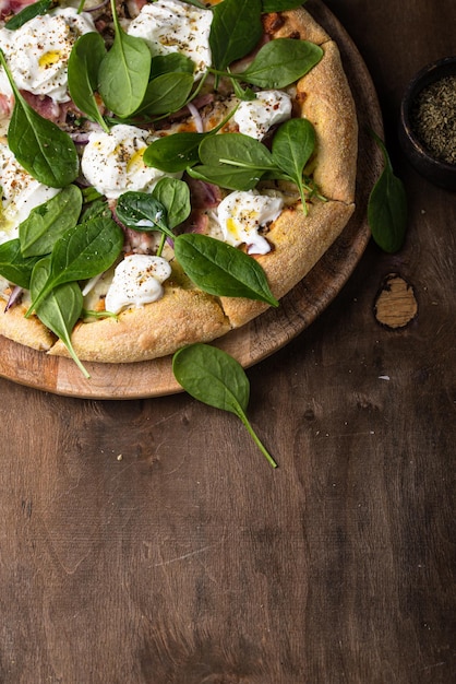 Italian pizza with soft cheese mozzarella