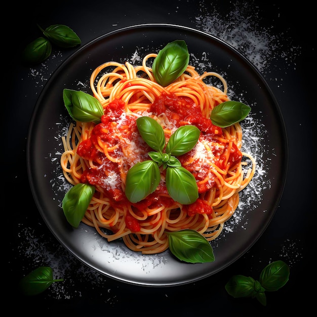 Italian Pleasure tomato Pasta with Fresh Basil and Grated CheeseGenerative AI