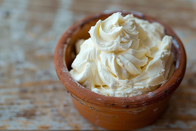 Photo italian soft dairy mascarpone cheese in the bowl