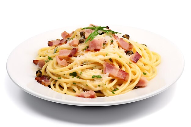 Photo italian spaghetti carbonara realistic photo