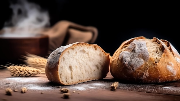 Italian Traditional Bread and wheat on a table