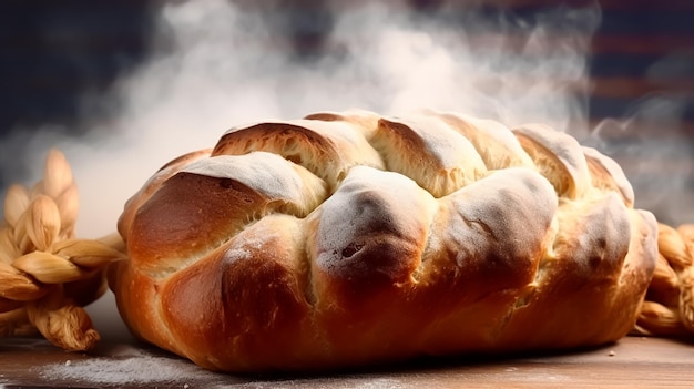 Italian Traditional Bread and wheat on a table