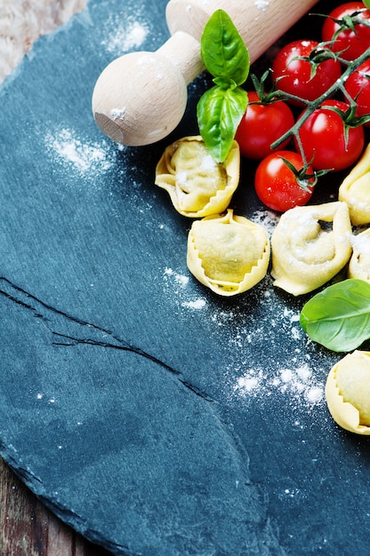 Italian traditional tortellini on the table